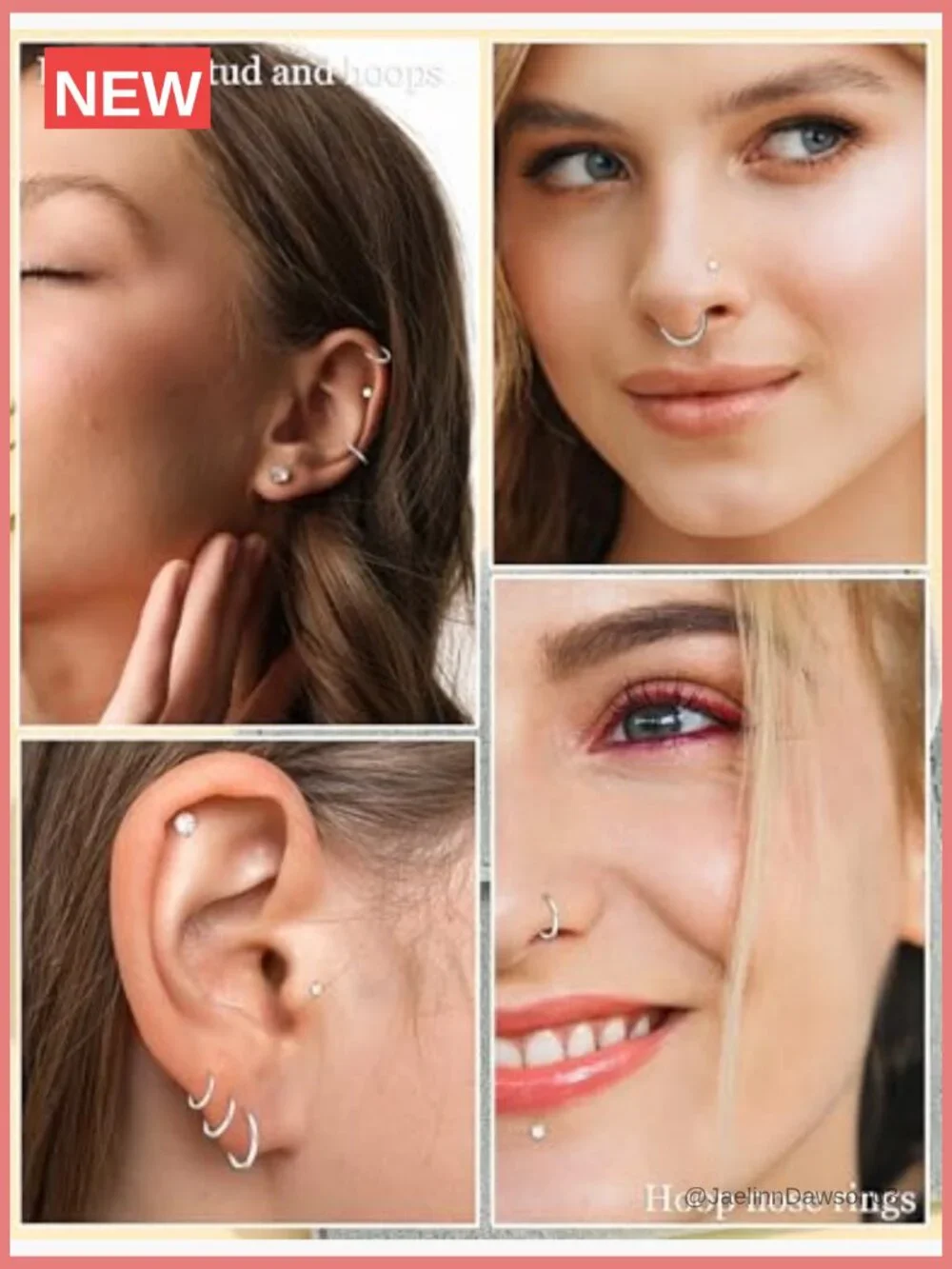 16G 18G Hypoallergenic Stud & Hoop Piercing Set, Helix Tragus Nose Lip
